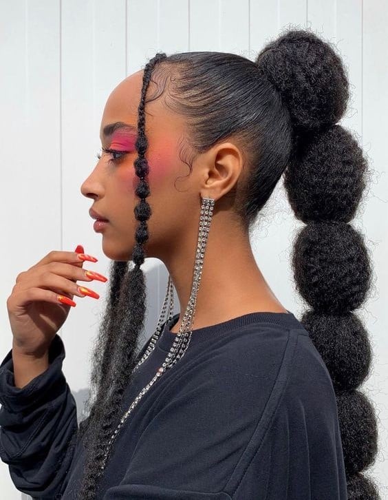 Image of Bubble Ponytail Braids With Bubble Baby Braids in the style of baby braids