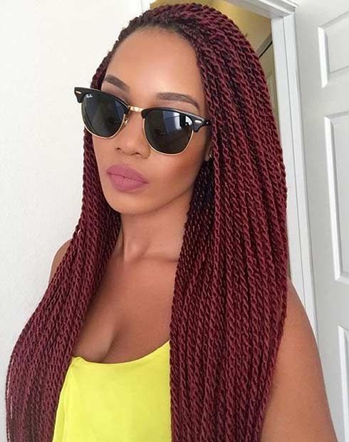 Image of Burgundy Senegalese Twists in the style of Senegalese Twists