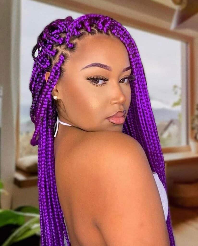 Image of Colored Box Braids in the style of box braids