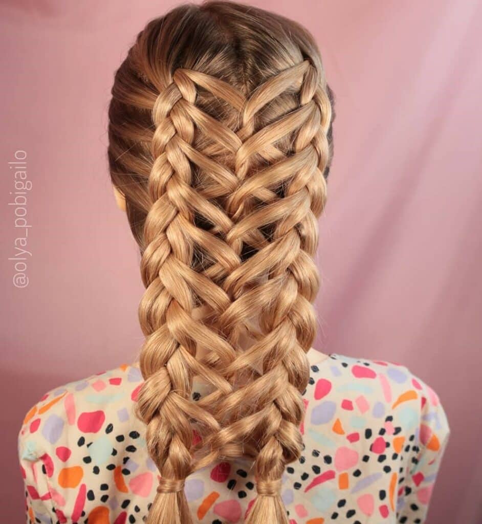 Image of Connected Ponytail Braids in the style of Mexican Braids Styles