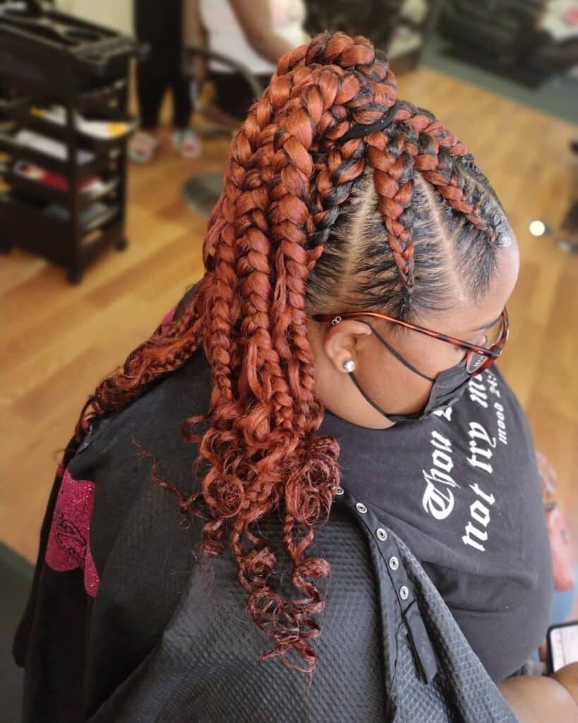 Image of Copper Feed in Braided Ponytail