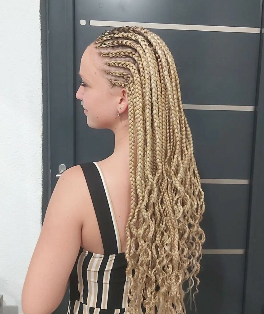 Image of Cornrows With Curls in the style of Braids With Curls