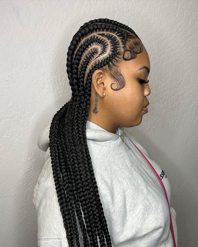 Image of Cornrows With Extensions in the style of Braid Extensions