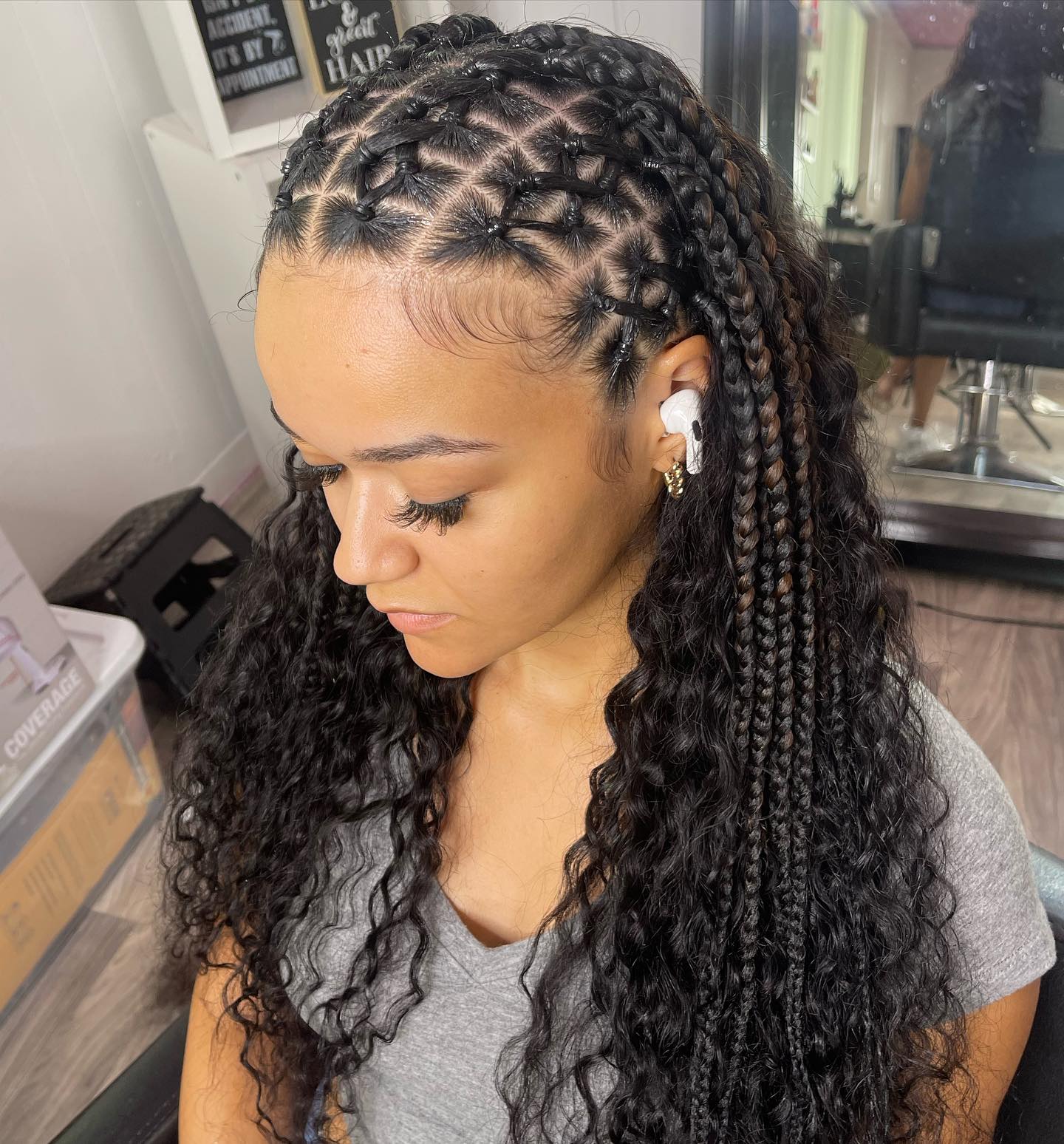 Image of Criss Cross Braids With Curls in the style of Braids With Curls