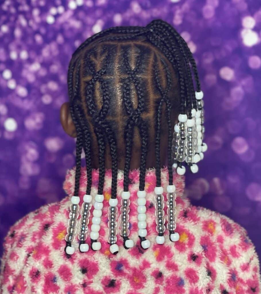 Image of Criss Cross Braids with Beads in the style of Criss Cross Braids