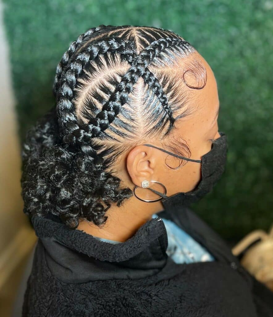 Image of Criss Cross Braids with Curls in the style of Criss Cross Braids