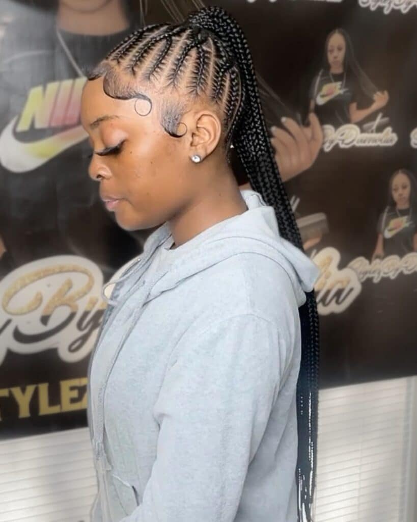 Image of Criss Cross Ponytail Braids in the style of Criss Cross Braids