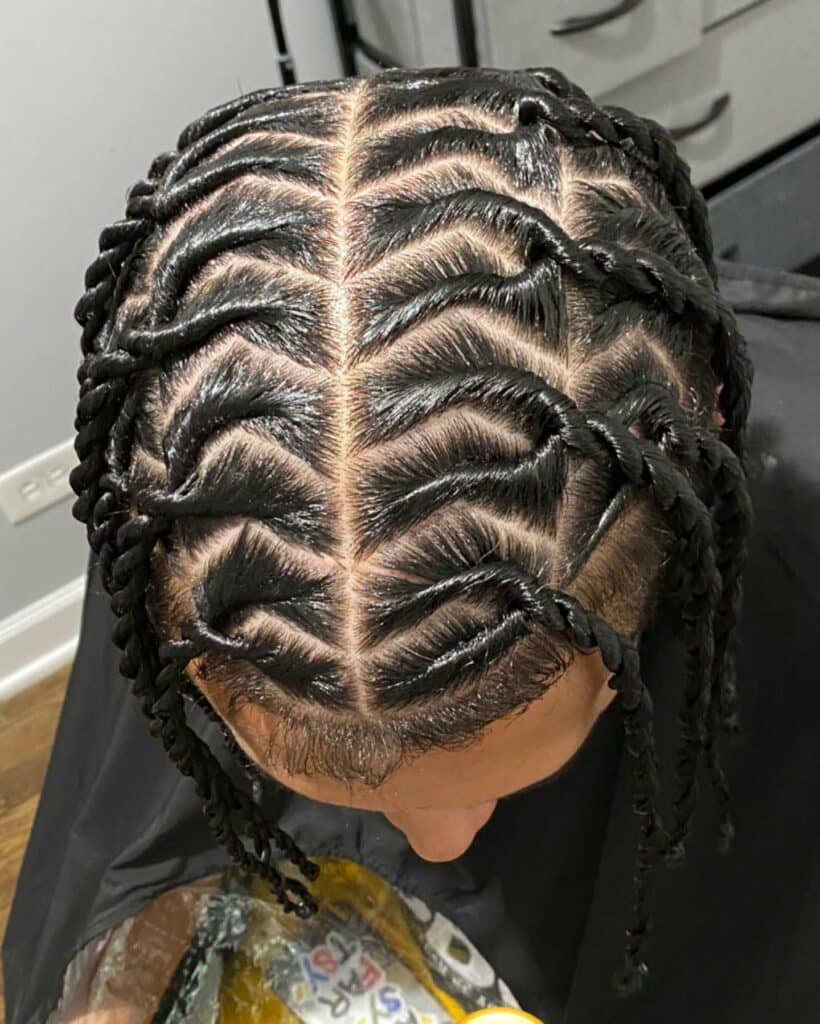 Image of Criss Cross Twists with Natural Hair in the style of Criss Cross Braids