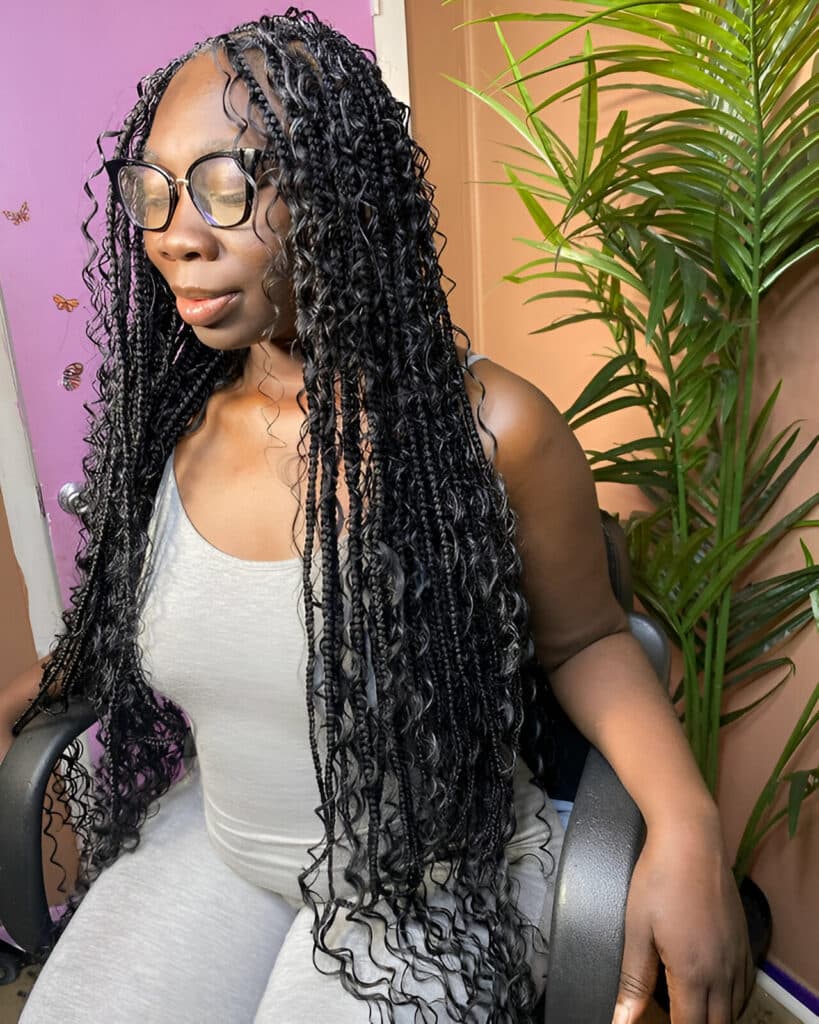 Image of Curly Braids With Extensions in the style of Braid Extensions