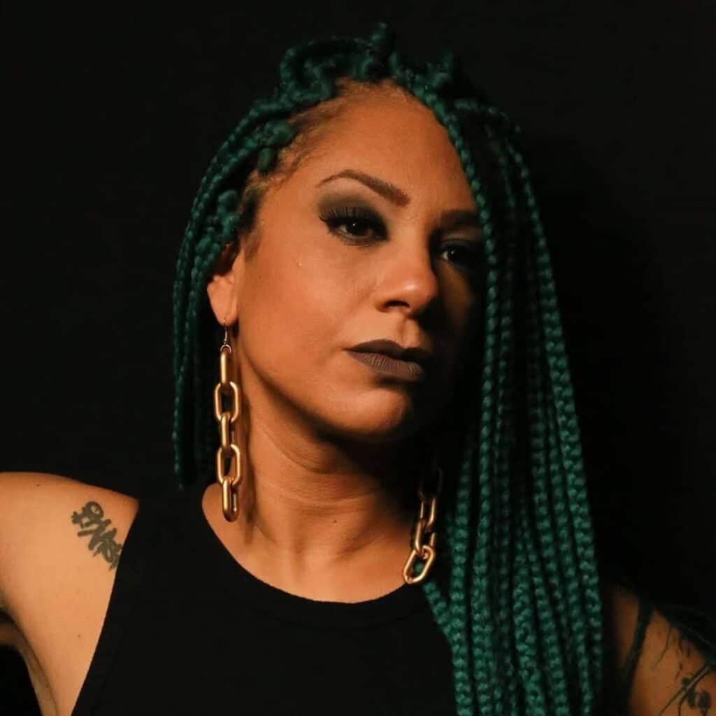Image of Dark Green Braids in the style of green braids