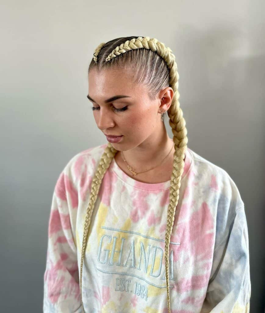 Image of Double Blonde Feed In Braids inspired by Blonde Braids Hairstyles