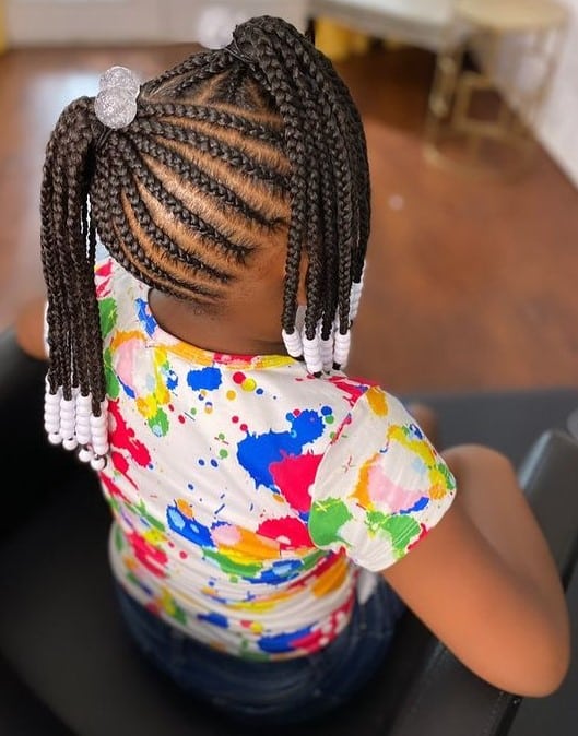 Image of Double Braided Ponytail For Kids in the style of Kids Braids Hairstyles