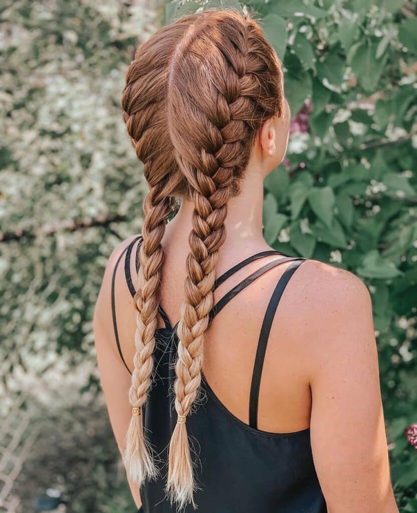 Image of Double French Braids for Medium Length Hair as a Medium Length Hairstyle