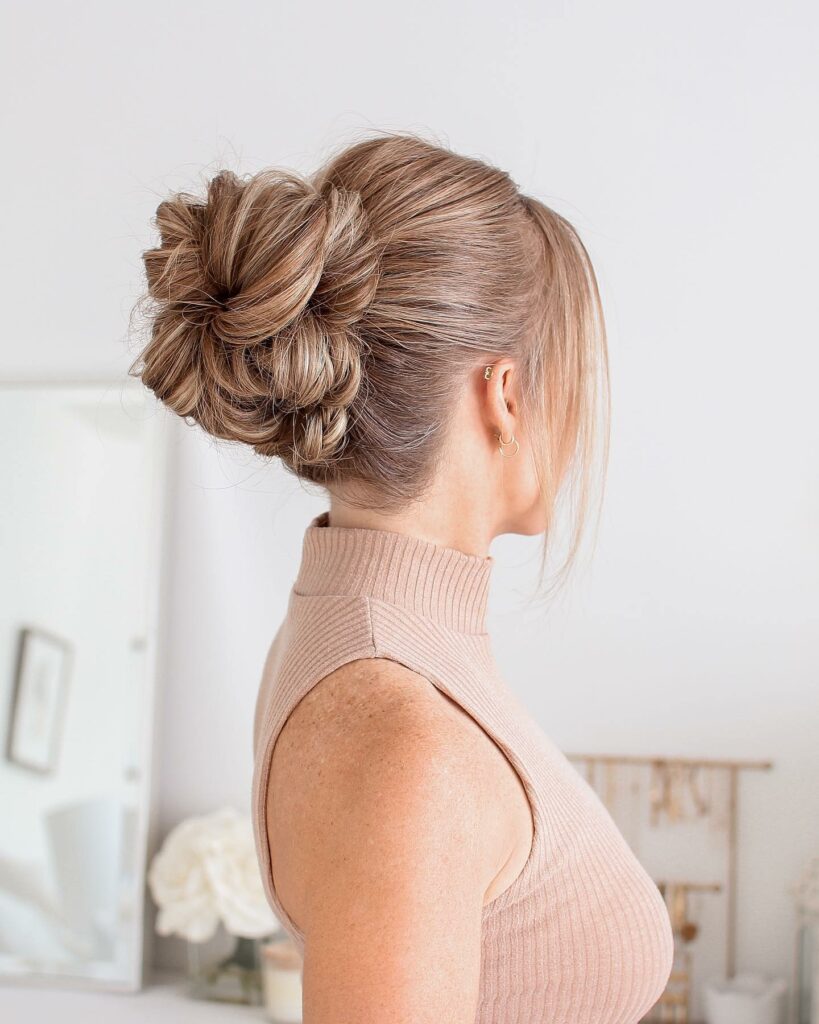 Image of Easy Messy Bun in the style of Messy Braids Hairstyles