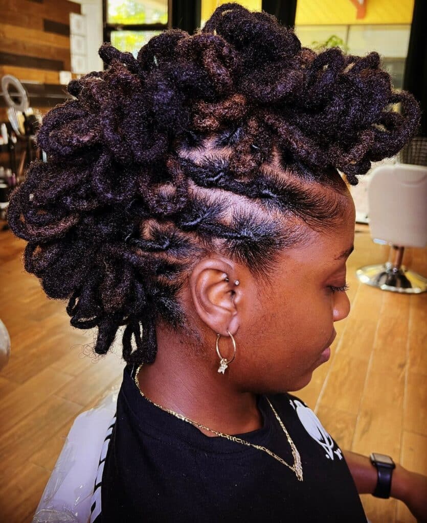 Image of Faux Hawk With Locs in the style of faux hawk braids