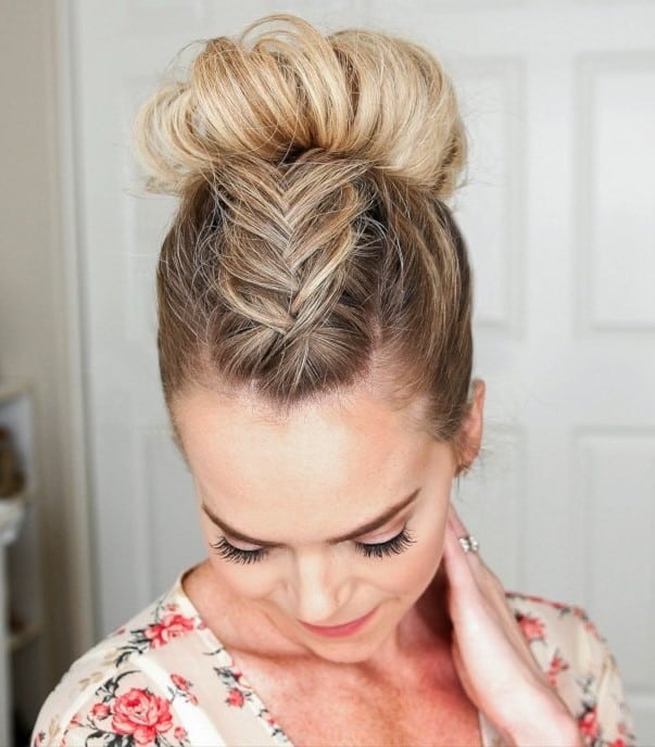 Image of Fishtail Mohawk Braid in the style of faux hawk braids