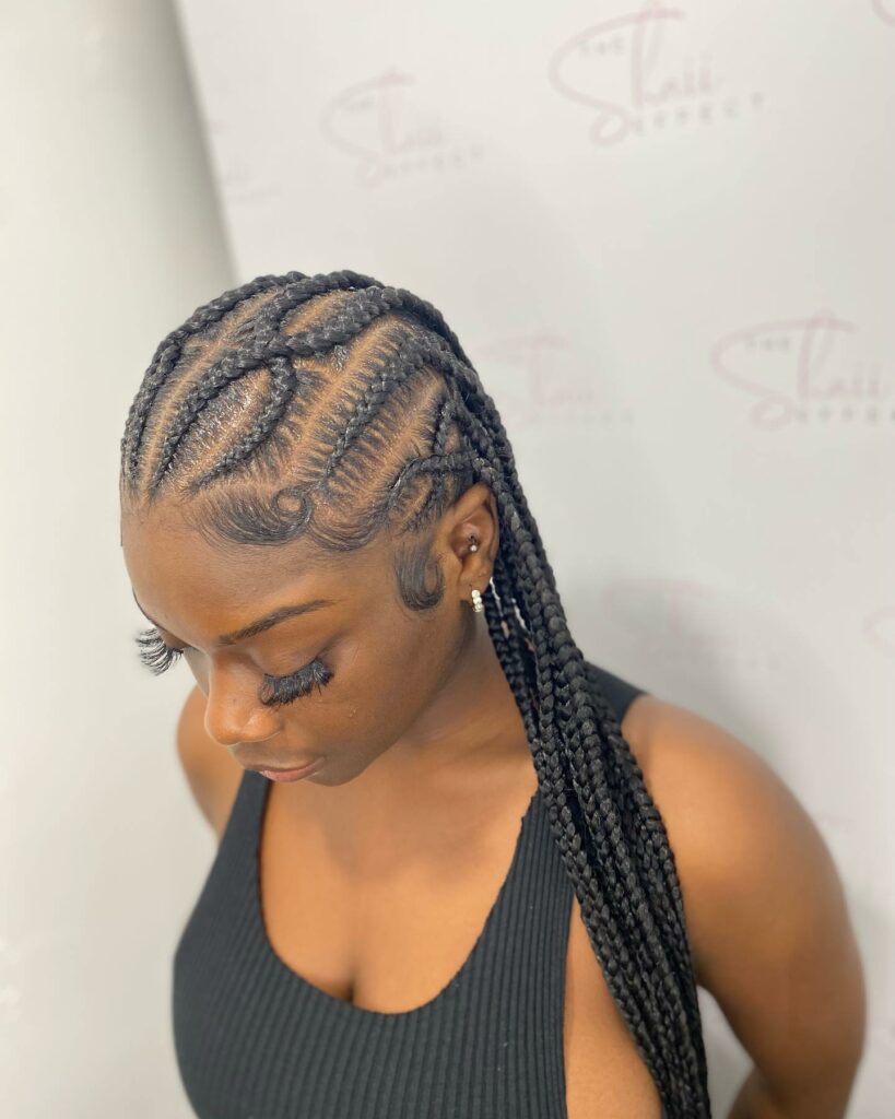 Image of Freestyle Criss Cross Braids in Freestyle Braid Style