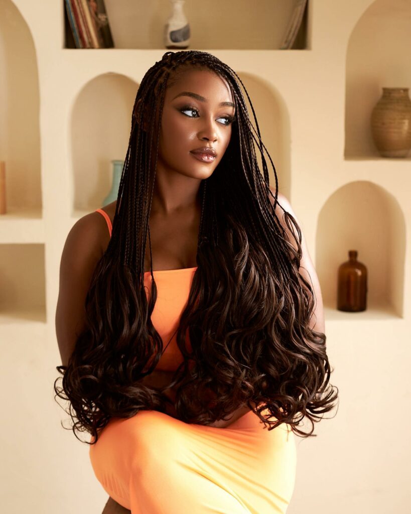 Image of French Curl Box Braids in the style of box braids