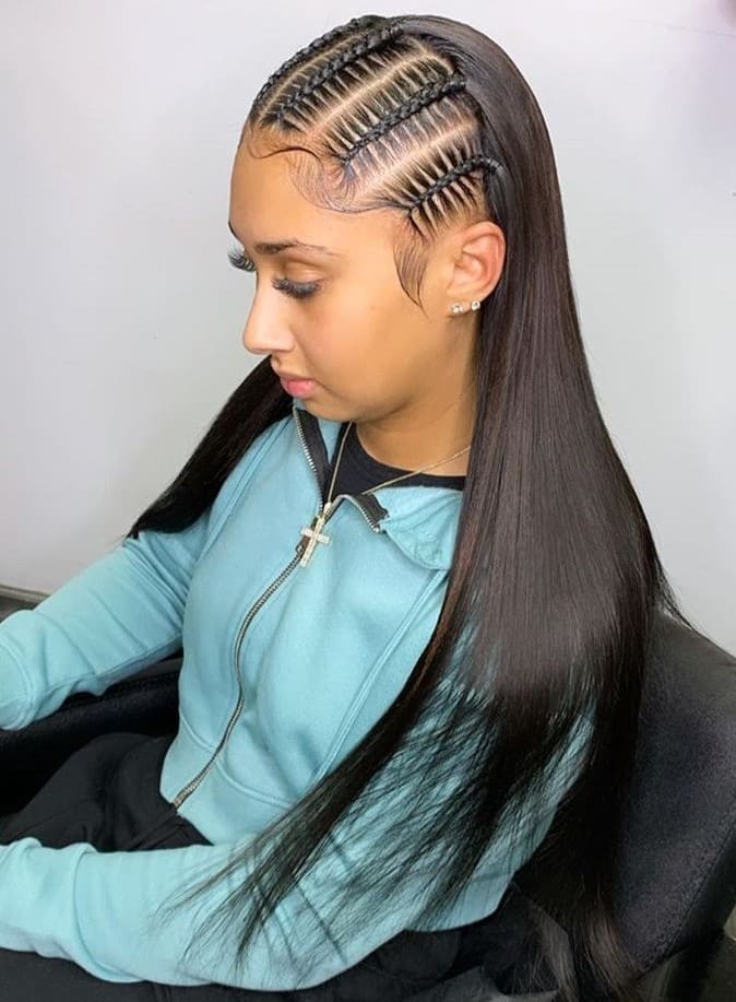 Image of Front Braids Back Weave in a front braid hairstyle