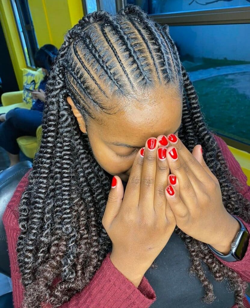 Image of Fulani Braids With Passion Twists inspired by Fulani Braids Hairstyles