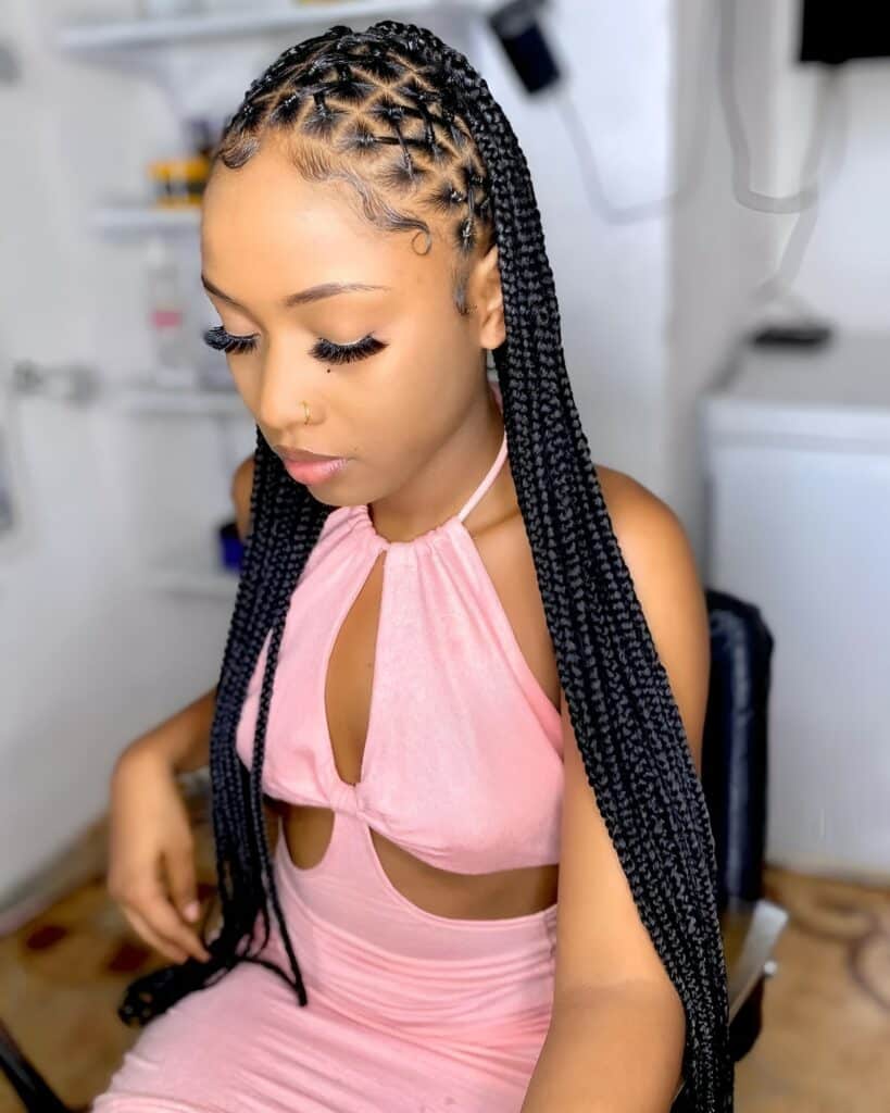 Image of Fulani Braids With Rubber Bands inspired by Fulani Braids Hairstyles