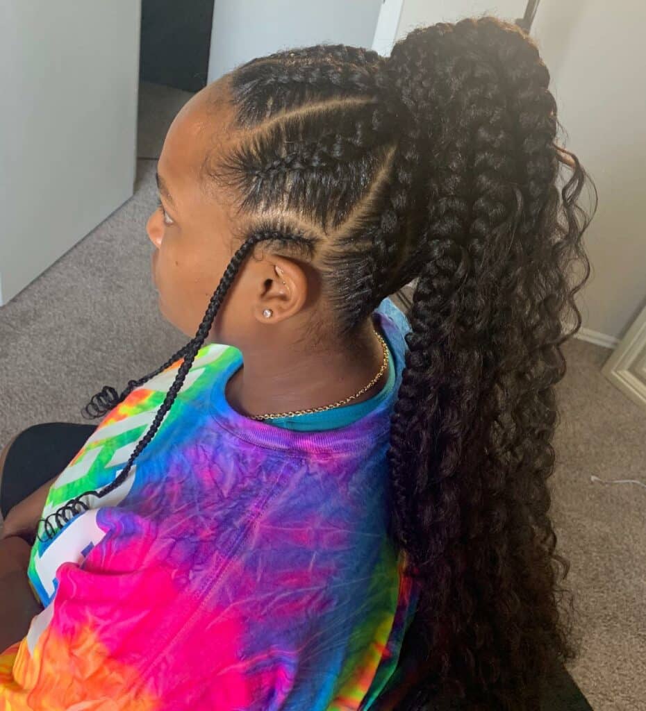 Image of Goddess Ponytail Braids in the style of Braids With Curls