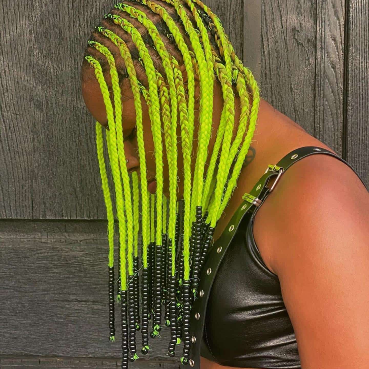 Image of Green Braids With Beads in the style of green braids