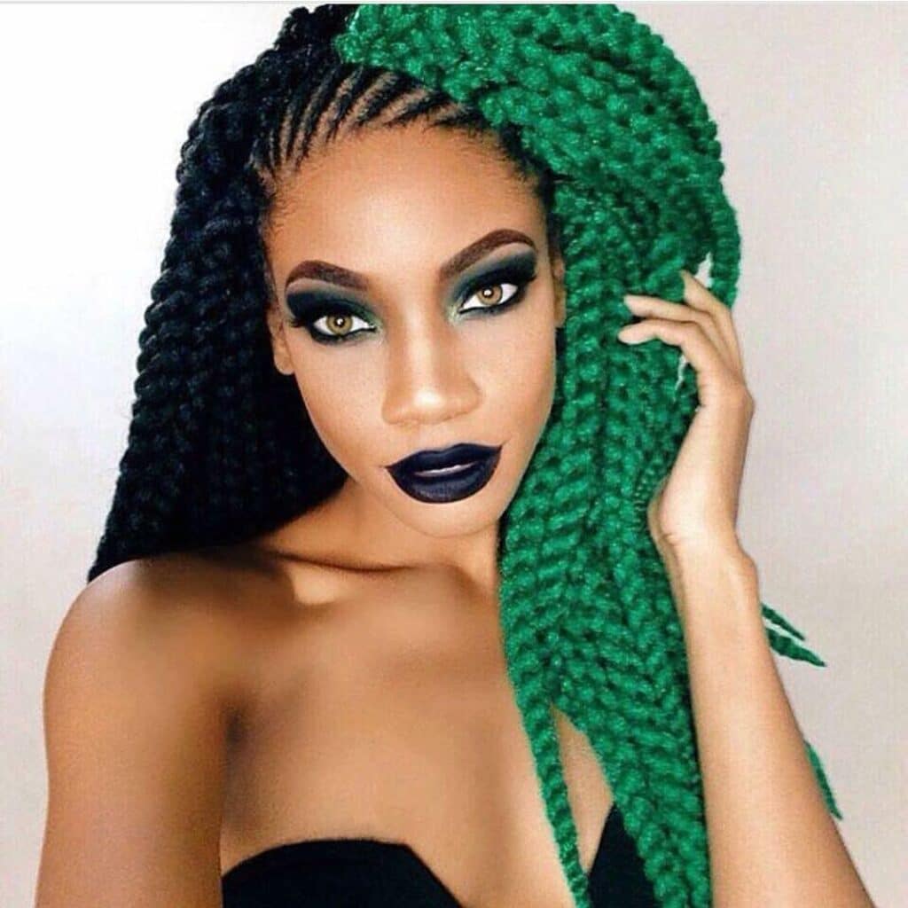 Image of Green Crochet Braids in the style of green braids