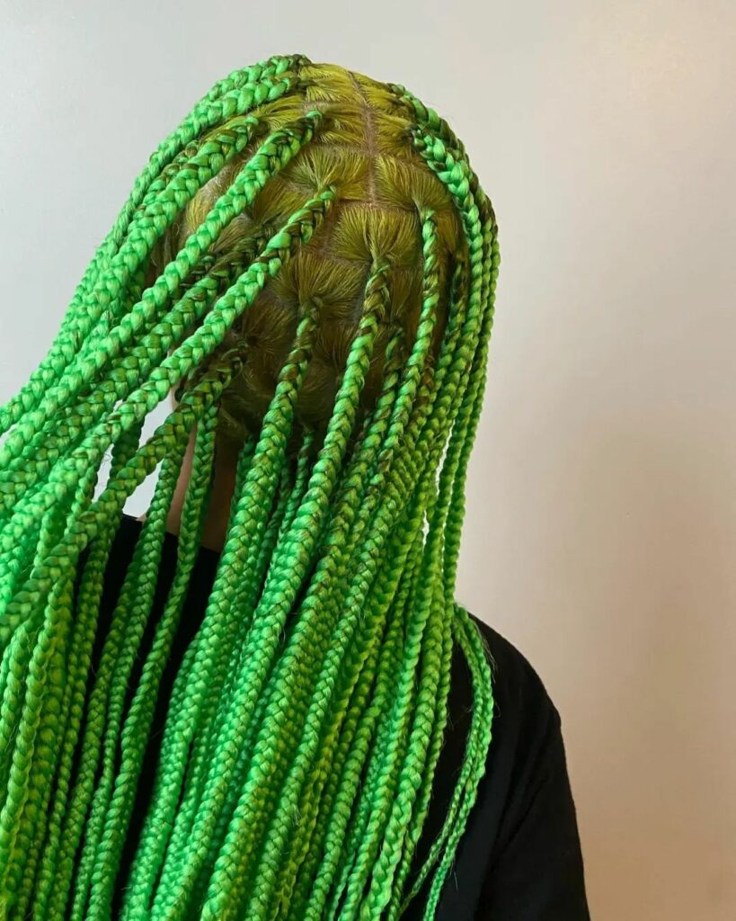 Image of Green Knotless Braids