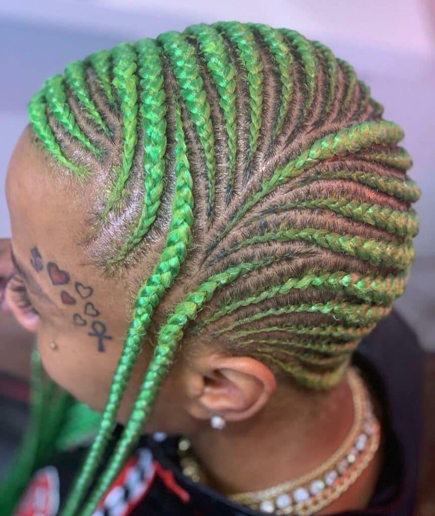 Image of Green Lemonade Braids in the style of green braids