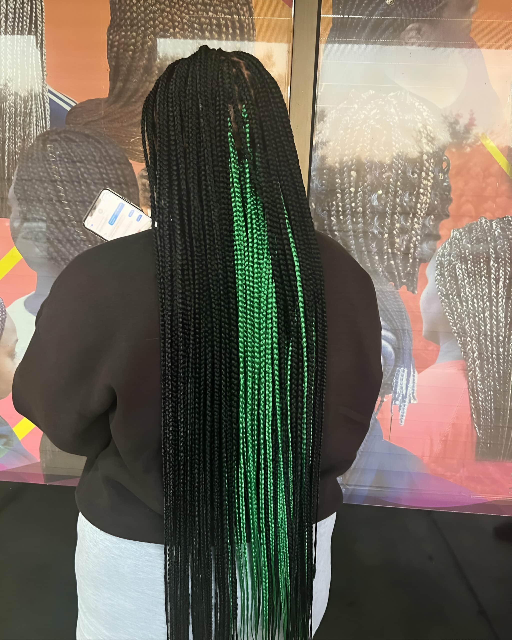 Image of Green Peekaboo Braids inspired by Peekaboo Braids Hairstyles