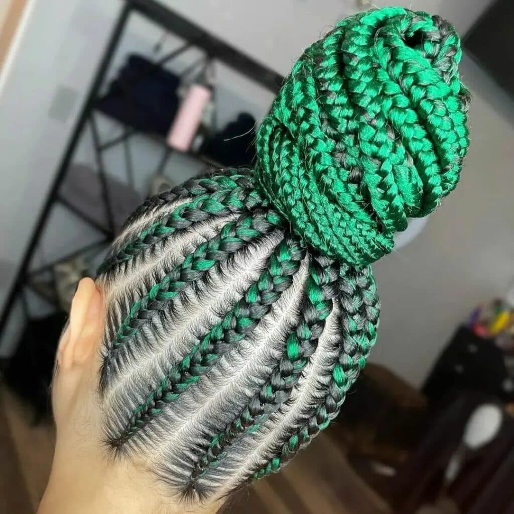 Image of Green Stitch Braids in the style of green braids