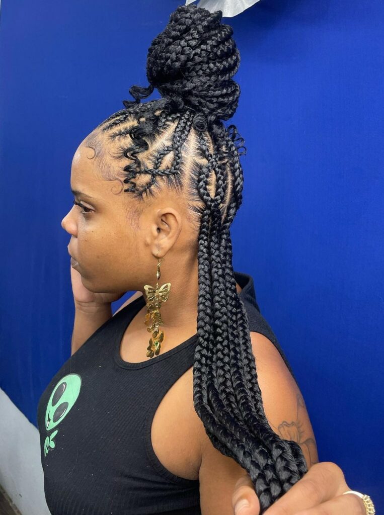 Image of Half Up Half Down Criss Cross Braids in the style of Criss Cross Braids