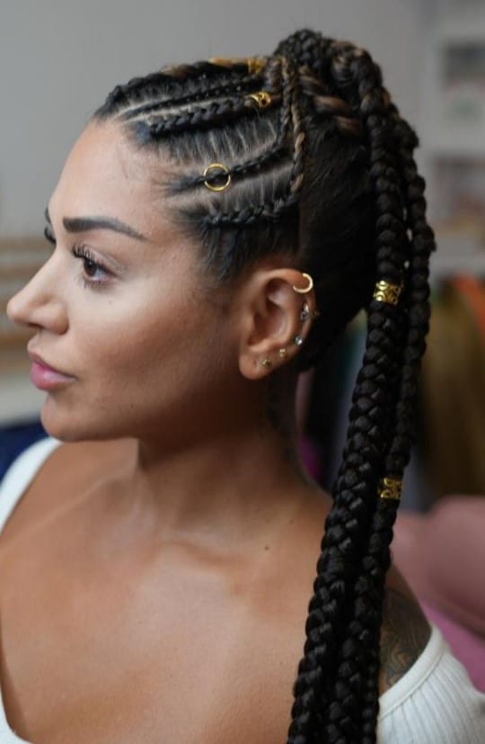 Image of Half up Braids in the style of Mexican Braids