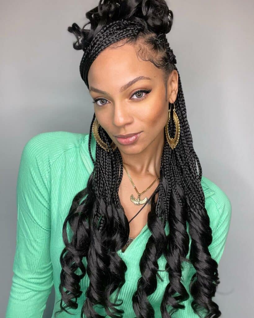 Image of Half up Half Dowb Braids With Curls in the style of Braids With Curls