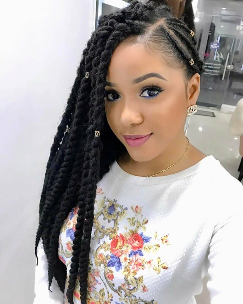 Image of Havana Twists with Cornrows on the Side in the style of Havana twists