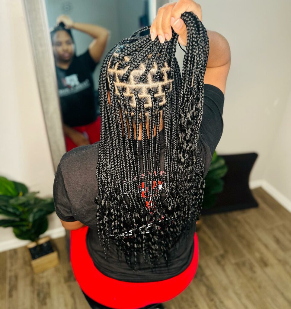Image of Knotless Braids With Curly Ends in the style of Braids With Curls