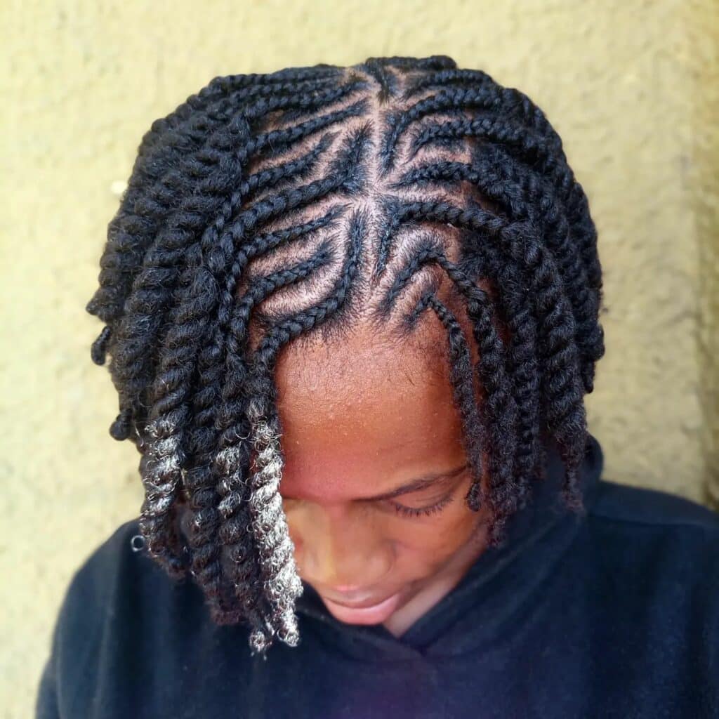 Image of Medium Braids With Natural Hair in the style of Medium Braids