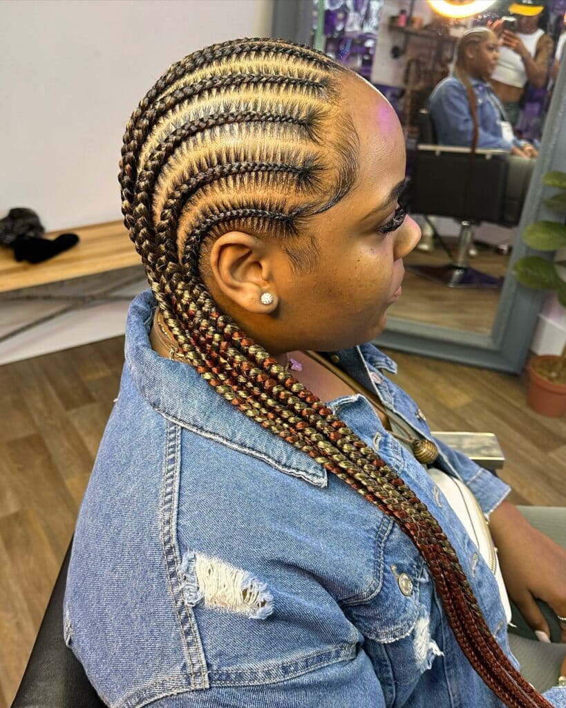 Image of Medium Feed in Braids to the Back in the style of Medium Braids
