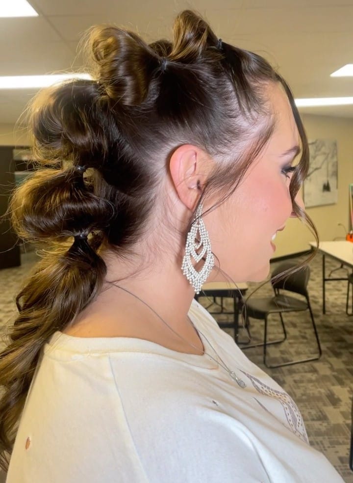 Image of Messy Bubble Braids in the style of Messy Braids Hairstyles