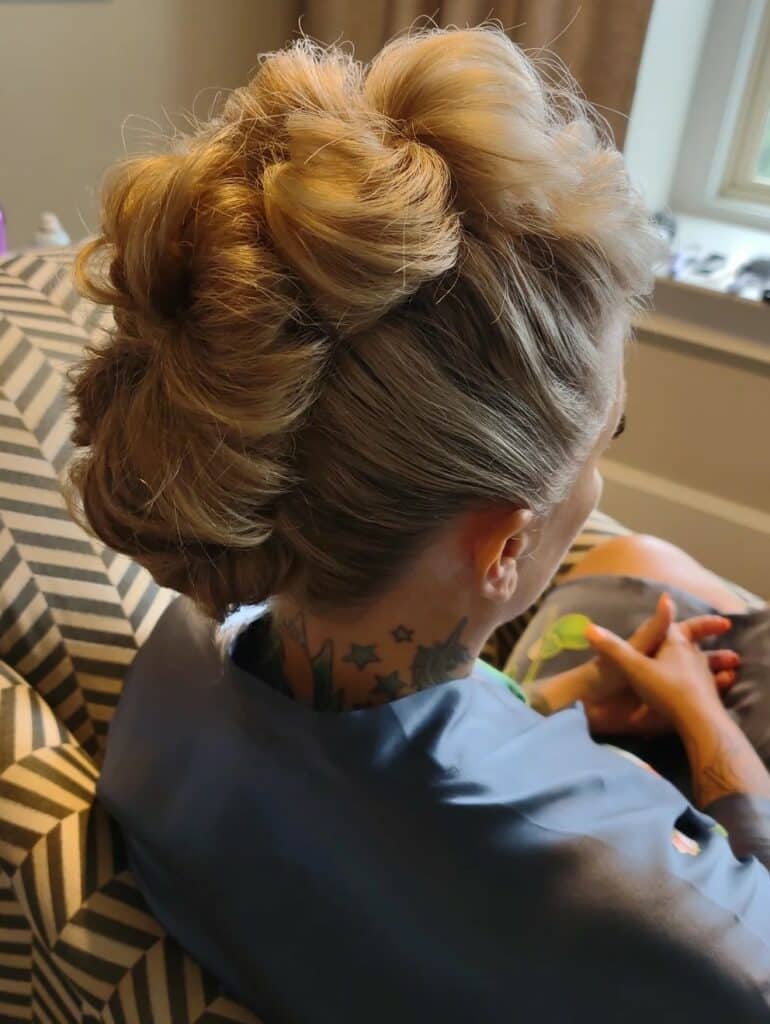 Image of Messy Faux Hawk Updo in the style of faux hawk braids
