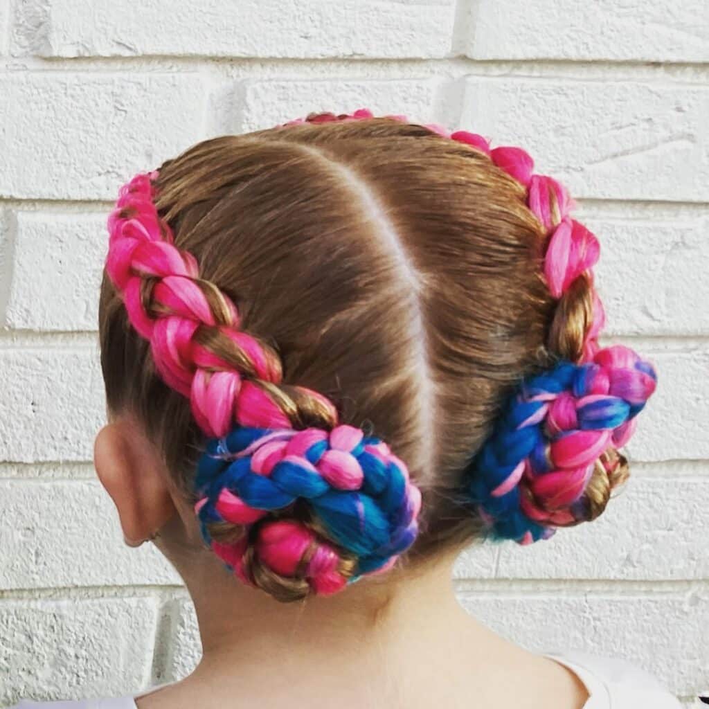 Image of Mexican Braided Space Buns in the style of Mexican Braids Styles