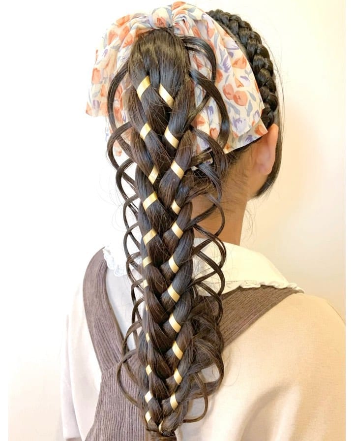Image of Mexican Ribbon Loop Braids in the style of Mexican Braids Styles
