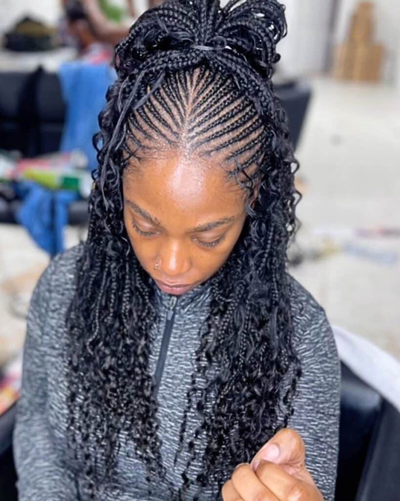 Image of Middle Part Braids With Curls in the style of Braids With Curls