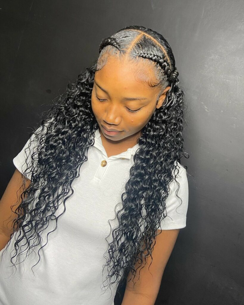 Image of Middle Part Braids With Sew In inspired by Middle Part Braided Hairstyles