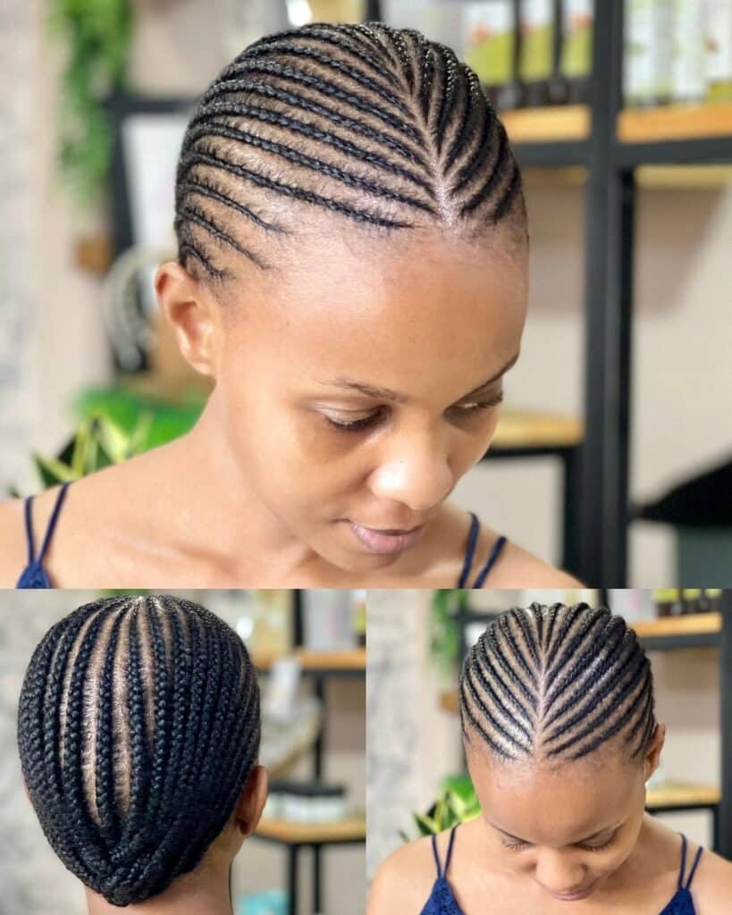 Image of Middle Part Cornrows With Natural Hair inspired by Middle Part Braided Hairstyles