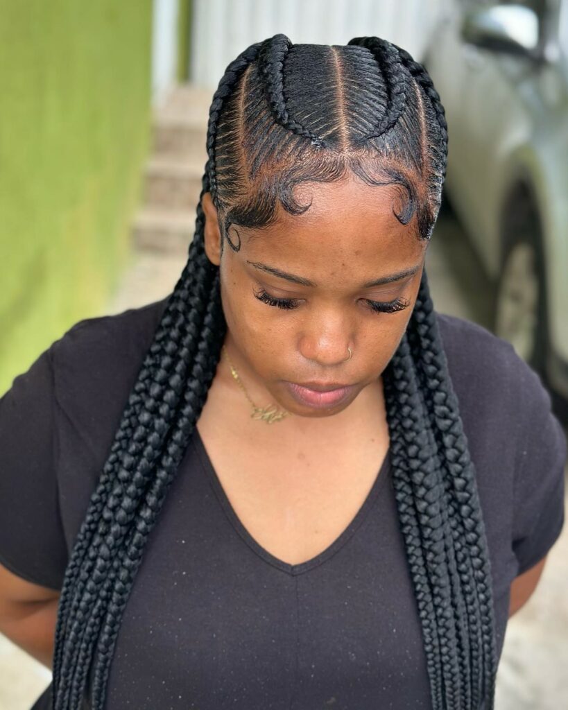 Image of Middle Part Stitch Braids inspired by Middle Part Braided Hairstyles