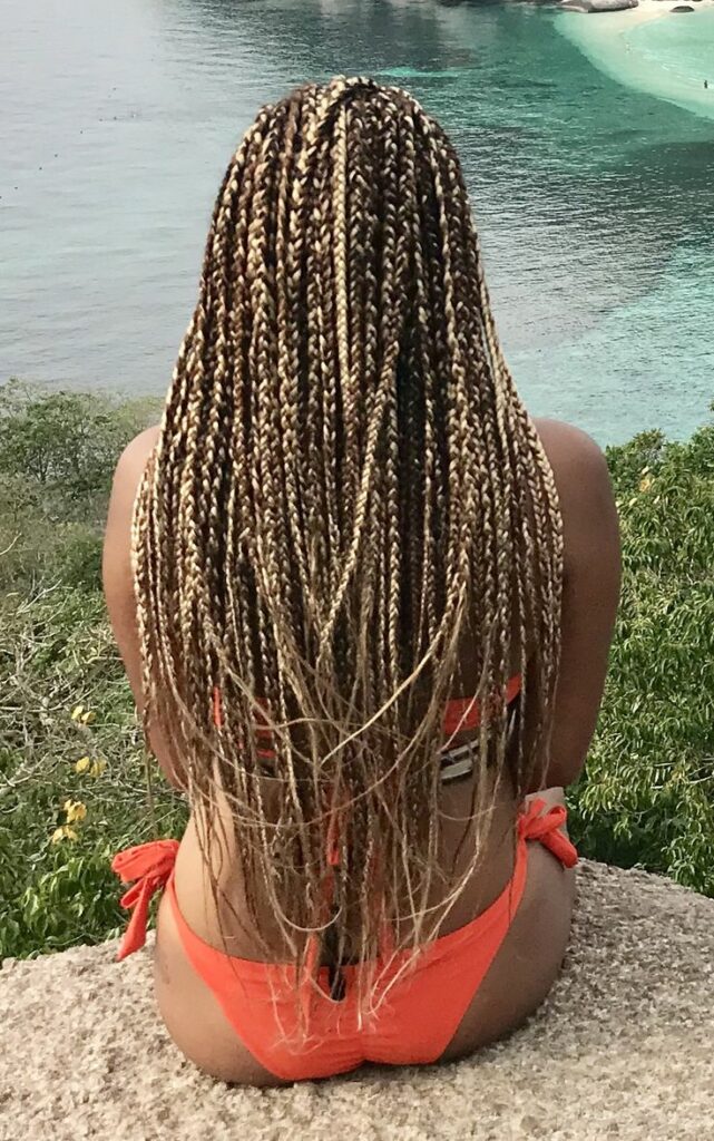 Image of Mixed Brown And Blonde Box Braids inspired by Blonde Braids Hairstyles