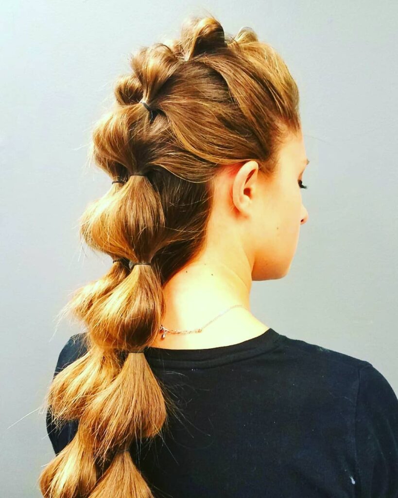 Image of Mohawk Bubble Braid in the style of faux hawk braids