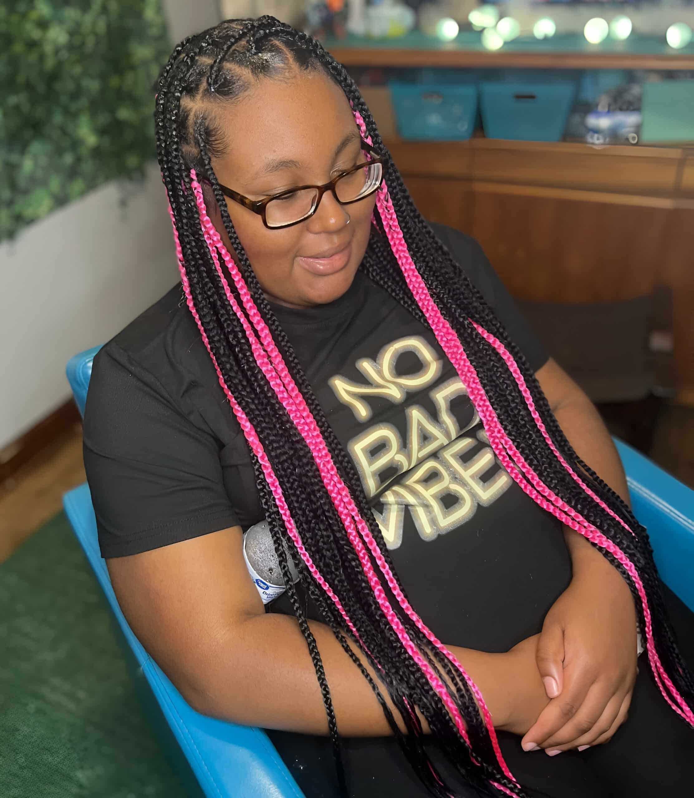Image of Pink And Black Peekaboo Braids inspired by Peekaboo Braids Hairstyles